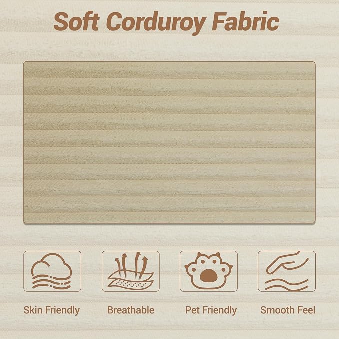 105'' Modular L-Shaped Boneless Sectional, Corduroy Deep Seat Cloud Sectional - Image 7