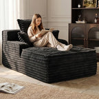 Boneless Chaise Lounge Couch Indoor, Small Corduroy Upholstered Sleeper Sofa by FelizHome
