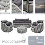 TWT Outdoor Patio Furniture Set 6 Pieces Aluminum Sectional Sofa, Metal Patio - Image 4
