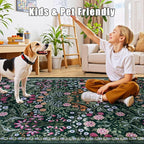 Area Rug Living Room Rugs: Floral 5x7 Washable Rug Vintage Soft Boho Non-Slip - Image 8