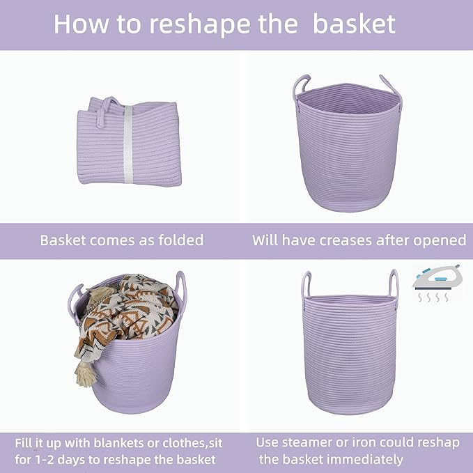 XUANGUO Cotton Rope Laundry Basket Hamper - Image 7