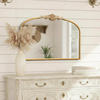 Besdomus Antique Arched Gold Mirror: 32"x24" French Large Gleaming Gold Antique - Image 5