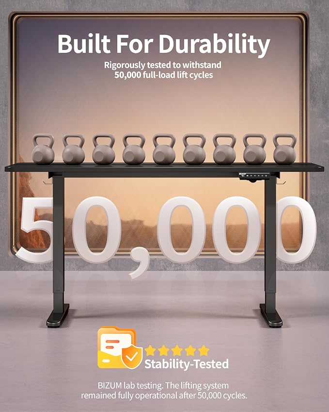 BIZUM Electric Standing Desk 60 x 24 Inch Computer Desk-Gaming Desk Black Home - Image 8