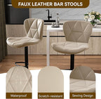 Nalupatio Modern Bar Stools Set of 3, Adjustable Faux Leather Upholstered - Image 4