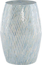 Linon Tylin Ivory and Blue Capiz Drum Accent Table - Image 4