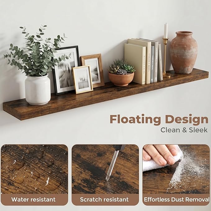 FLYJOE Floating Shelves for Wall, 72 Inch Floating Shelves Set of 2, Kitchen - Image 4
