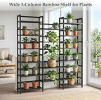 Homykic Bamboo Bookshelf, 71” Tall Triple Wide Bookcase - Image 6