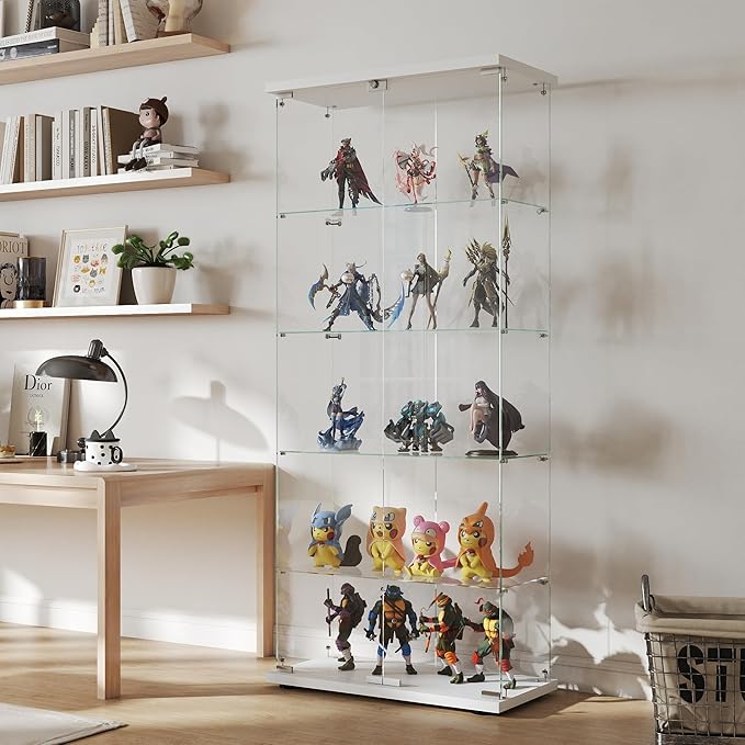 Display Cabinet with Glass Door and Lock, 5-Shelf Curio Cabinets with 5mm - Image 3