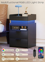 Turosur Nightstands Set of 2, LED Night Stand - Image 4