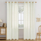 BGment Sage Green Floral Curtains 84 Inch Long, Light Filtering Linen Curtains - Image 9