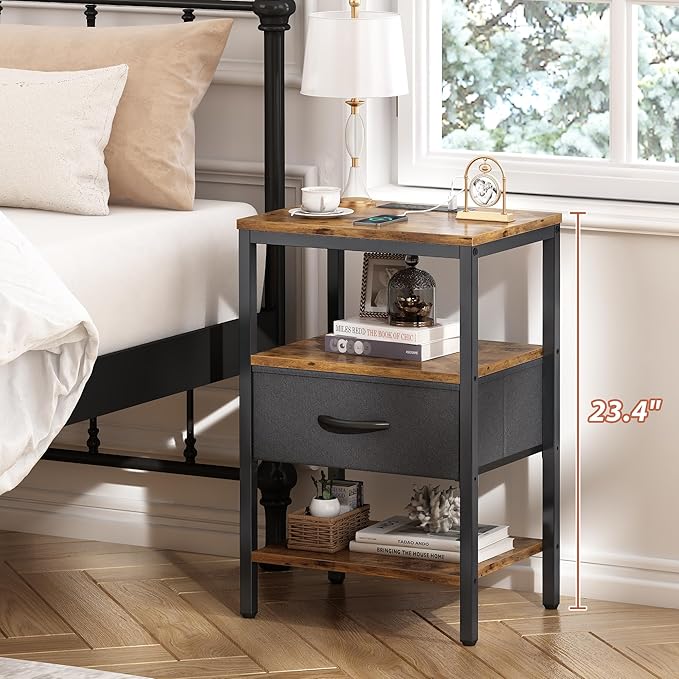 SUPERJARE Nightstand with Charging Station, Bed Side Table with Adjustable - Image 4