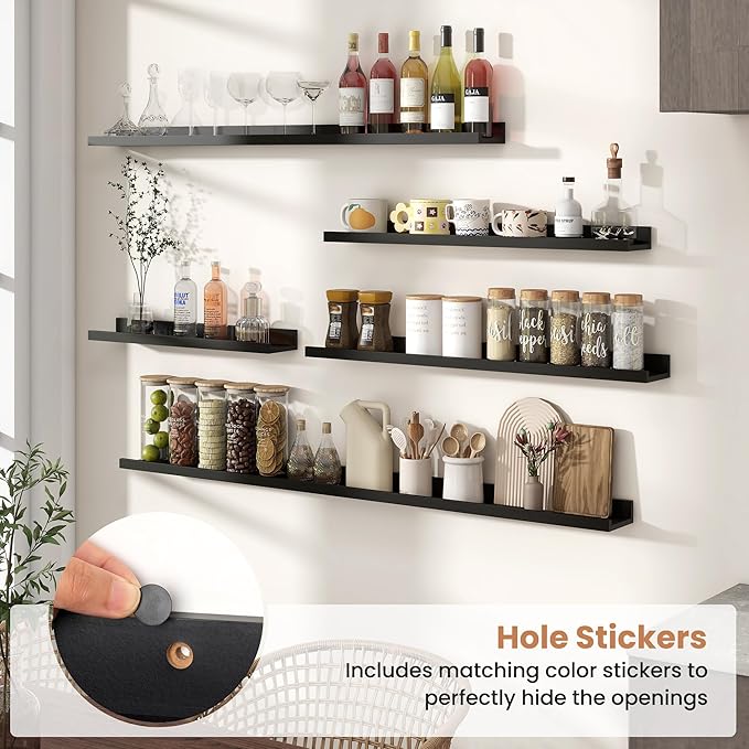 Fun Memories Picture Ledge Shelves Set of 2, 32 Inch Rustic Wall Mounted - Image 5