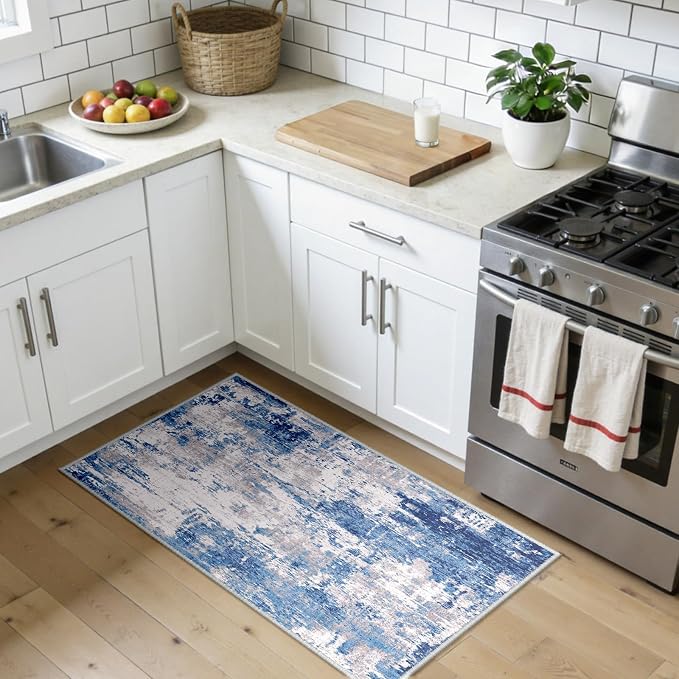 RELEANY Washable Area Rugs 2'x4' Non-Slip Modern Abstract Soft - Image 3