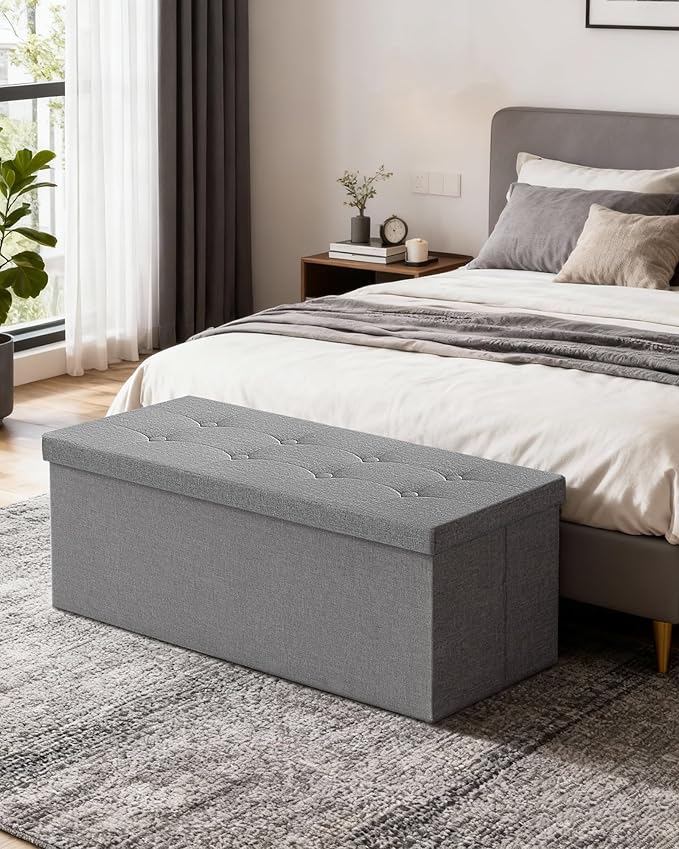 GLAXYFUR 43 Inches Folding Storage Ottoman Bench, Storage Chest, Footrest - Image 2