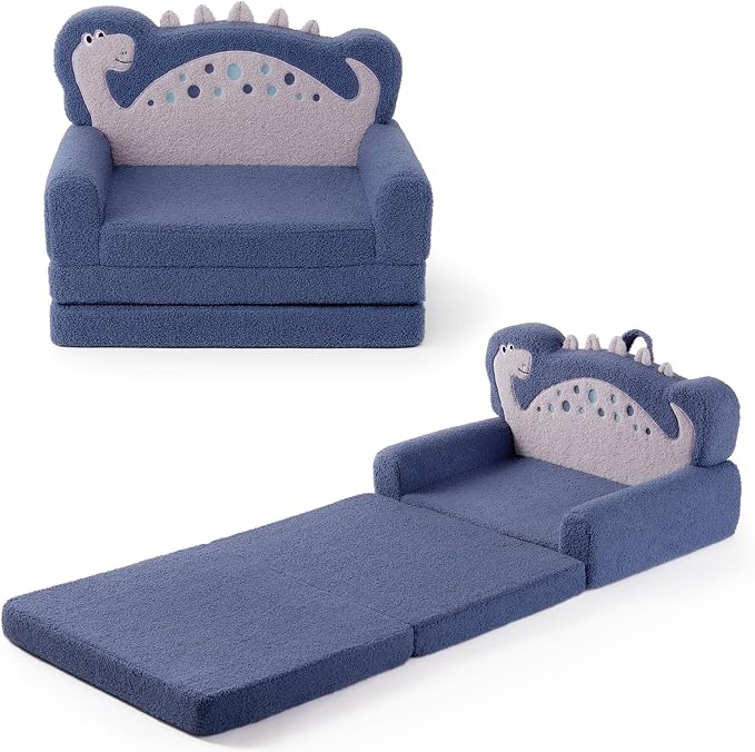 Blissful Diary Kids Couch, 2-in-1 Soft Toddler Couch Fold Out, Toddler Chair by BlissfulDiary