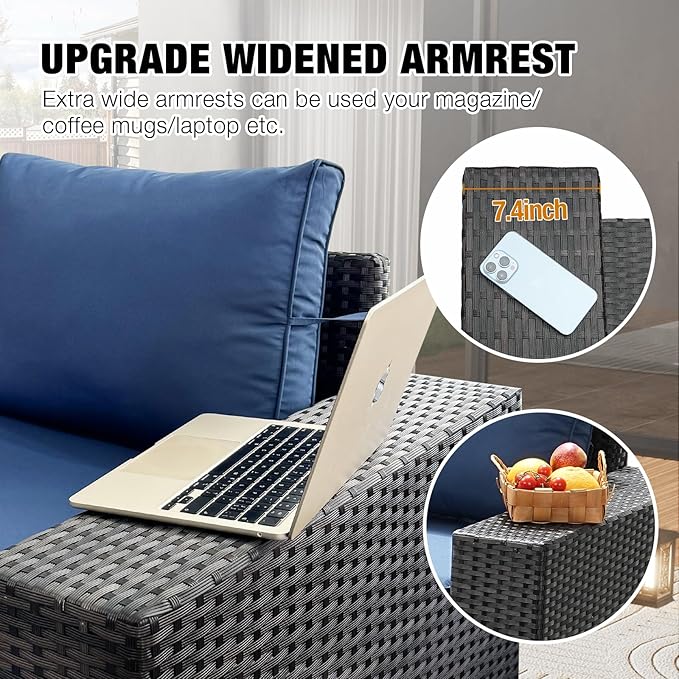 JOYURE 8 Pieces Patio Furniture Set All-Weather Outdoor Wicker Sectional - Image 2