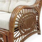 Malibu Lounge Set of 4: 2 Natural Rattan Wicker Chairs, Three-Seater Sofa - Image 6