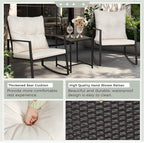 SUNCROWN 3 Piece Outdoor Rocking Bistro Set Black Wicker Furniture Porch Chairs - Image 8
