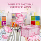 Baby Doll Stroller Bed and Swing Nursery Playset, Baby Doll Accessories - Image 5