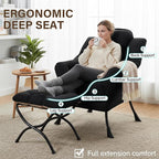 Welnow Lazy Chair with Ottoman, Modern Accent Chair with Armrests and a Side - Image 8