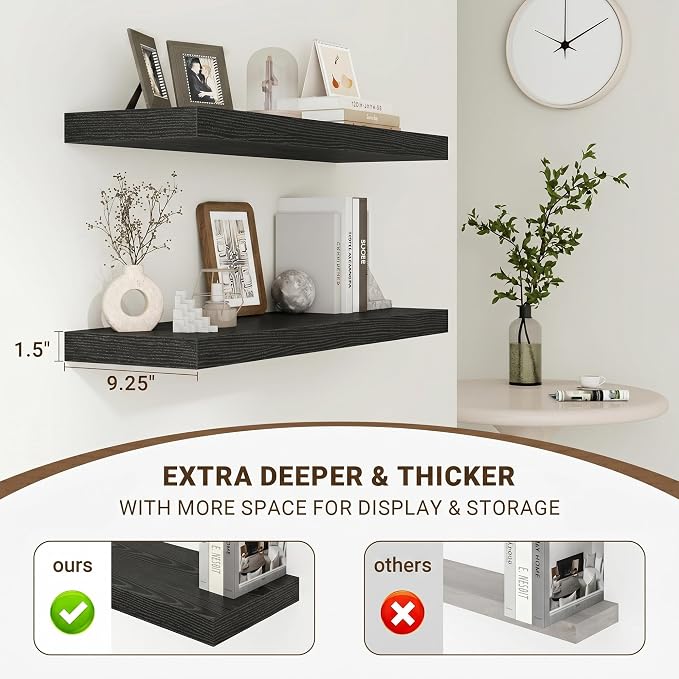 Acovy 24 Inch Floating Shelves, Wooden Shelves - Image 4
