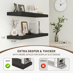 Acovy 72 Inch Floating Shelves, 3D Textured Wood Grain, Wooden Shelves - Image 5