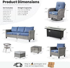 ovios 10 Pieces Patio Furniture Set, Outdoor Wicker Sofa Couch - Image 8