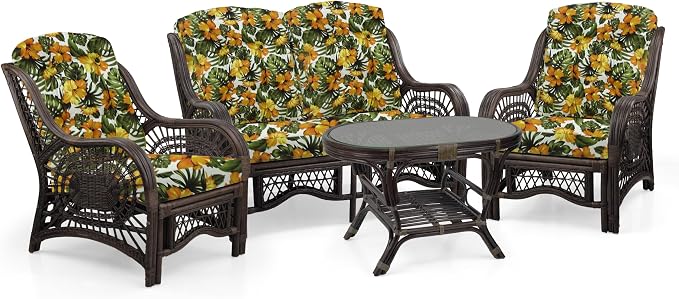 Malibu Lounge Loveseat Sofa Natural Rattan Wicker Handmade Design - Image 4
