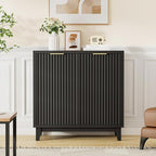 Fluted Cabinet with Storage, 2 Doors Sideboard Buffet, Mid Century Modern by FiveWillowise