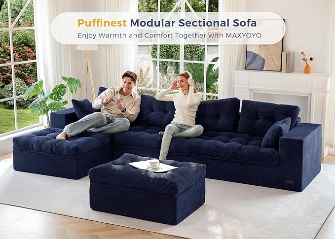 MAXYOYO 132" U Shaped Modular Sectional Sofa - Image 3