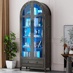 HNEBC Book Shelf with LED Lights, Arched Display Case with Storage Cabinet by HNEBC
