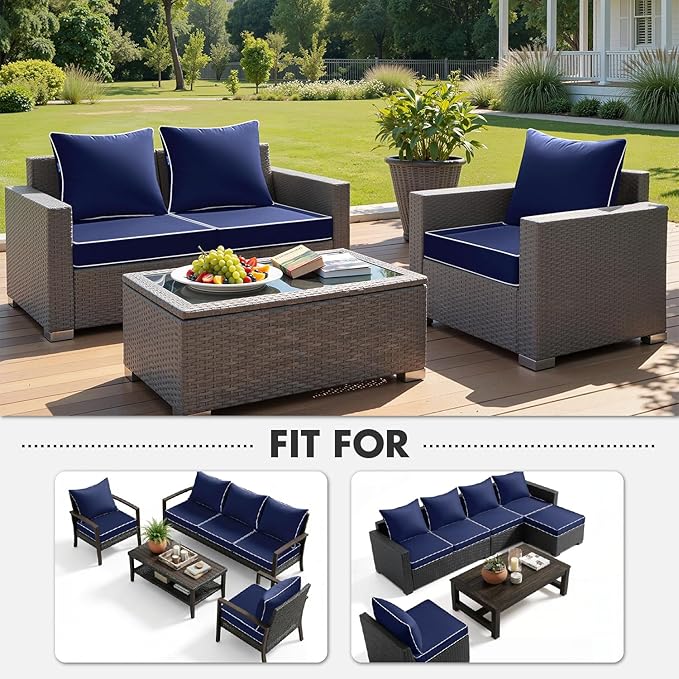 MIULEE Navy Outdoor Seat Cushion 24x24 Inch Waterproof & 3 Year Fade Resistant - Image 5