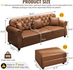 KEIKI 83" Faux Leather Chesterfield Sofa - Image 2