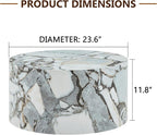 Round Coffee Table, 23.6" Modern Faux Marble Drum Coffee Table, Round Accent - Image 2