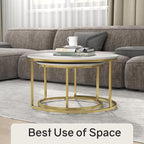 Otterease Nesting Tables Set of 2, 31.5" Round Coffee Table, Small Nesting - Image 6