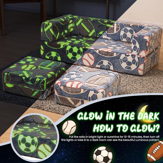 Cvortll Modular Kids Play Couch, Glow in Dark Kids Sofa, Child Sectional Sofa - Image 5