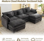 111'' Sectional Cloud Deep Seat Couch, Oversized Chenille U Shaped Sectional - Image 7
