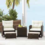 Tangkula 5 Pieces Patio Conversation Set, PE Wicker Outdoor Furniture Set - Image 3