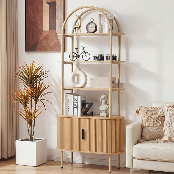 71" Tall Fluted Arched Bookshelf - Image 3