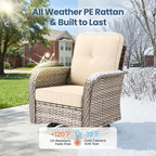 5 Pieces Wicker Patio Furniture Set, High Back Swivel Rocker Chairs Outdoor - Image 8