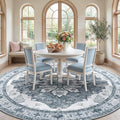 RELEANY Area Rugs Round 10ft Washable Non-Slip, Floral Vintage Distress Print by RELEANY