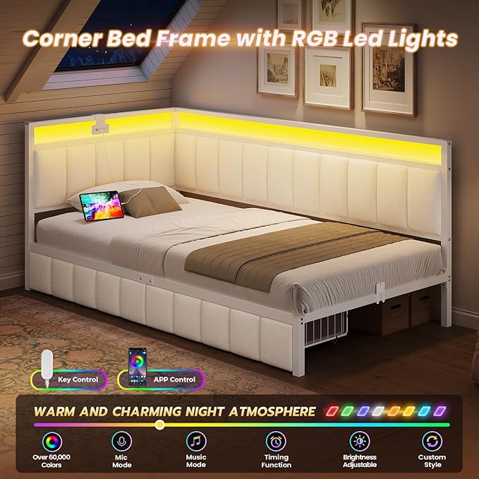 DICTAC Corner Twin Bed Frame - Image 4