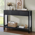 Nasonet Fluted Console Table, Wooden Sofa Table - Image 7