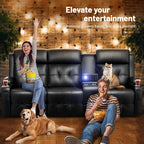 Loveseat Recliner Sofa, 3-Seater Home Theater Seating Massage Reclining Couch - Image 6