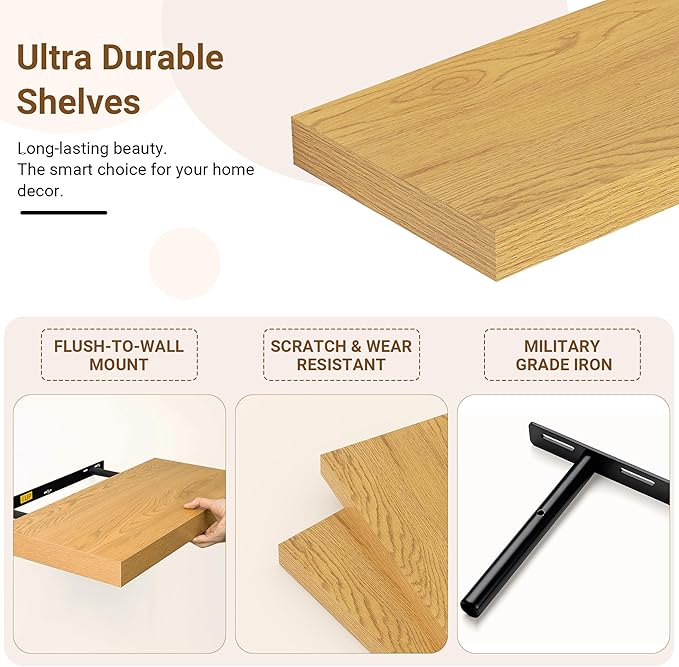 55 Inch Floating Shelves, 12 Inch Deep Floating Shelves - Image 5