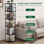 5-Tier Rotating Bookshelf, Freestanding Corner Bookshelf Industrial Style - Image 6