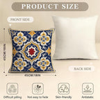 OBSEDE Throw Pillow Covers Set of 4, 18x18 Inch Blue and Yellow Mediterranean - Image 3