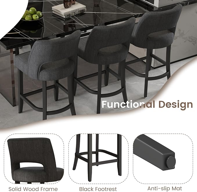 VKNOW Bar Stools Set of 2, Modern Counter Stools - Image 9
