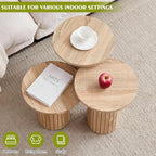 Round Side Tables Set of 3, Circle Modern Fluted Nesting Coffee Table, Accent - Image 4