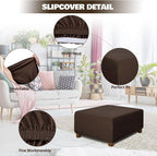NeColorLife Square Ottoman Cover Jacquard Fabric Slipcover Thick Stretchable - Image 2